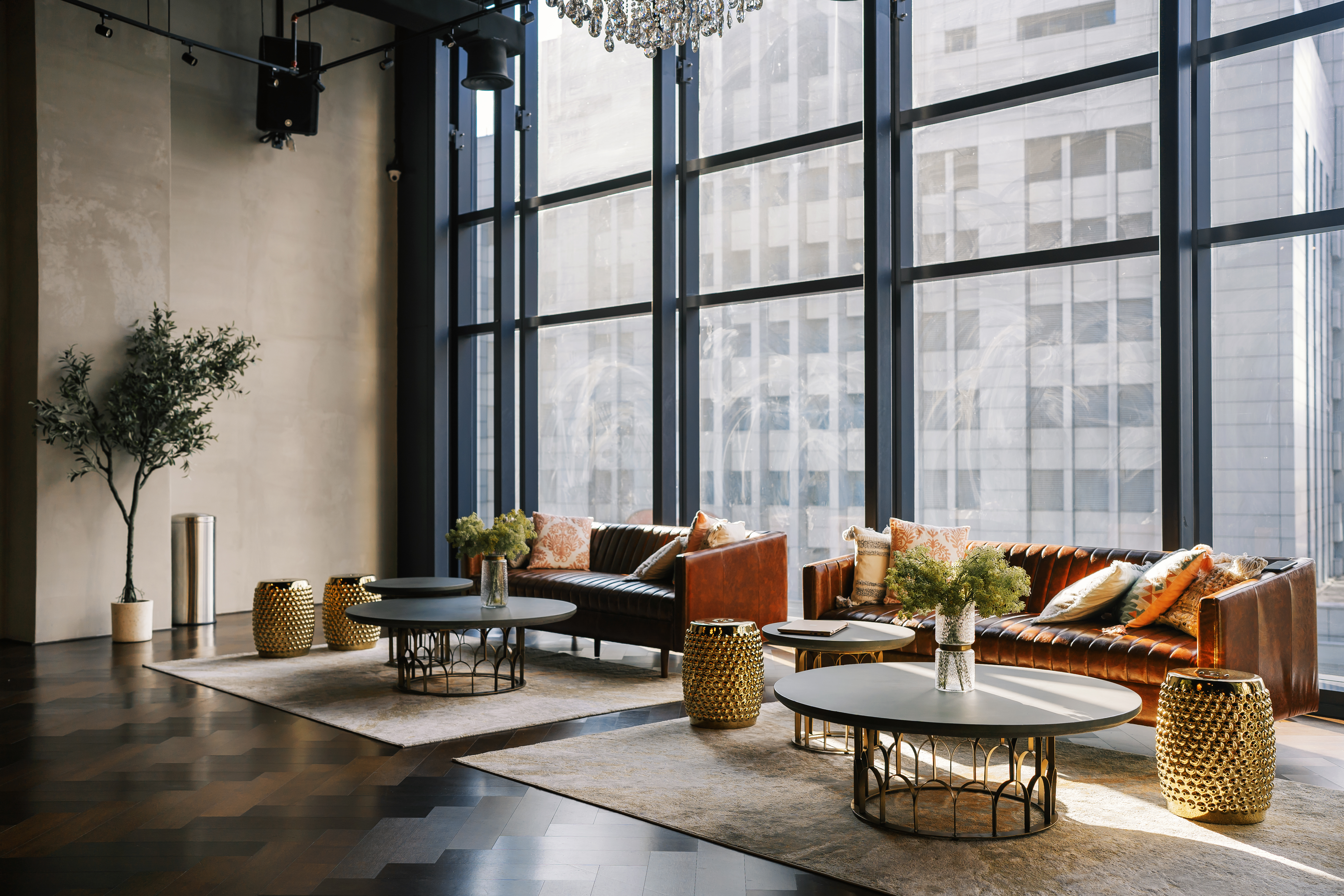 Modern and industrial looking living room