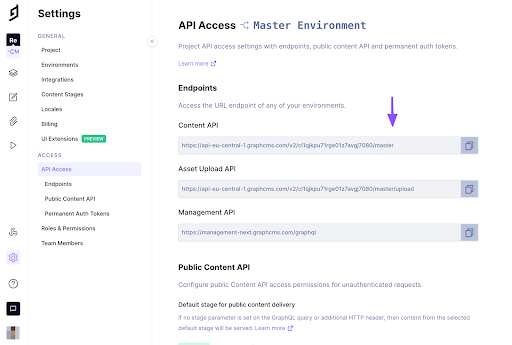 GraphCMS API Tokens.png