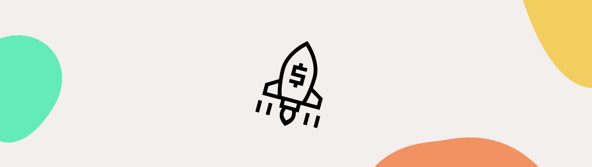 A flying rocket with a dollar sign on it