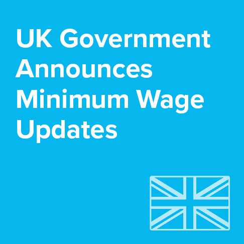 Blue tile stating UK announces minimum wage updates