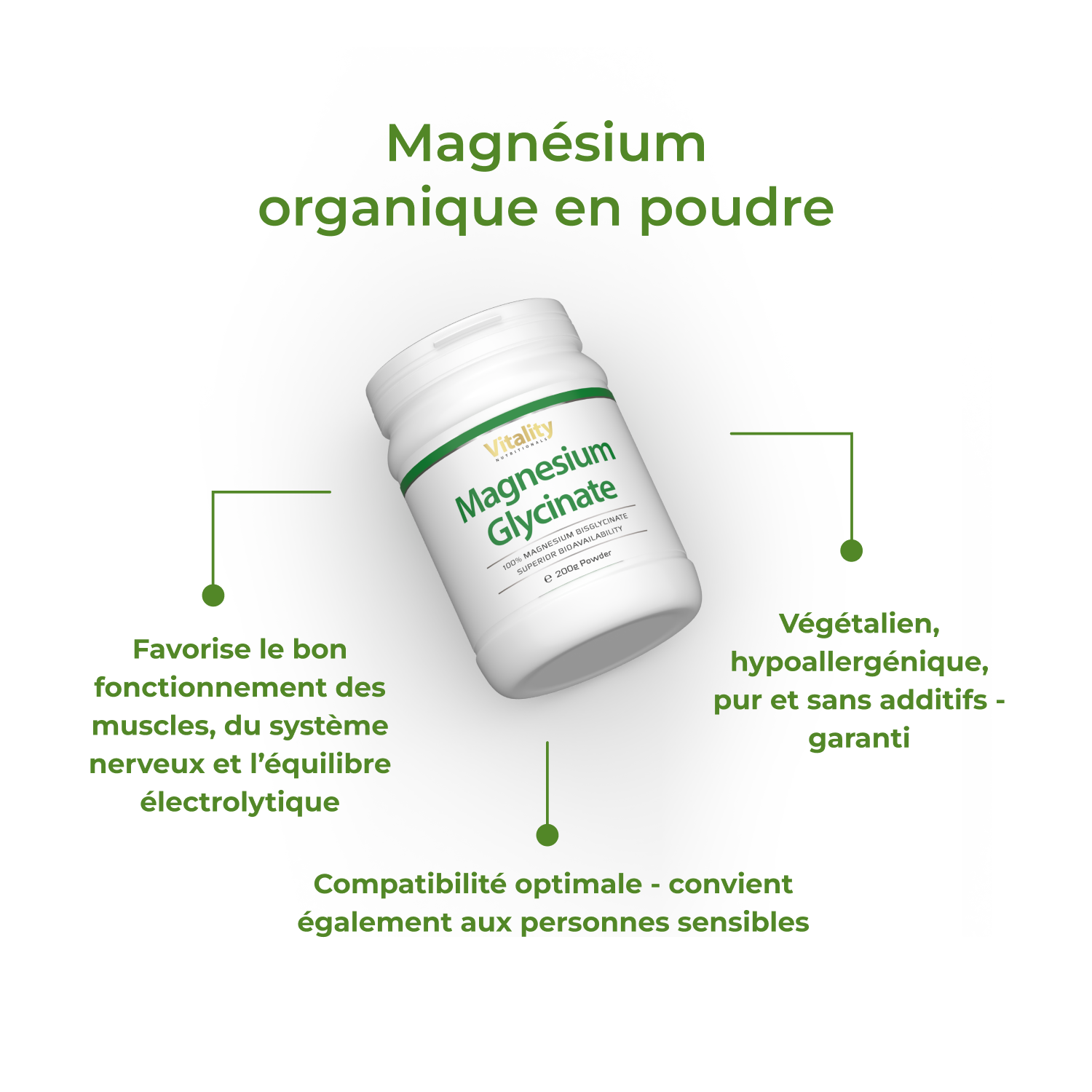 Poudre De Magnésium Glycinate Nanga - 100 G - Forme Chélatée Hautement Biodisponible