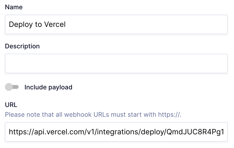 Hygraph webhook config