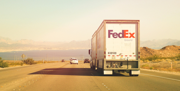 fedex truck on the road for shipping ecommerce