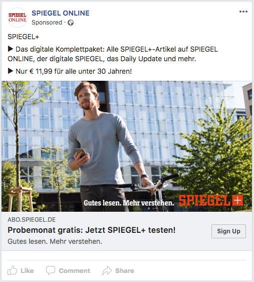 Spiegel Online Facebook Ads Werbeanzeigen Plus OMR