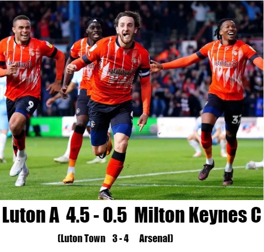 Luton A win to move to top of the table (Luton FC nearly win against top of the table Arsenal)