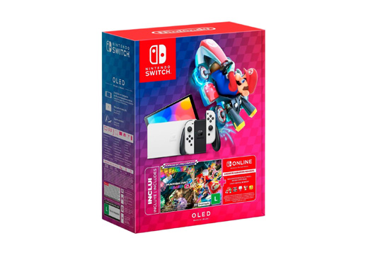 Imagem do produto Console Nintendo Switch Oled + Jogo Mario Kart 8 Deluxe + Voucher Nintendo Switch Online 3 Meses em Vozão Games