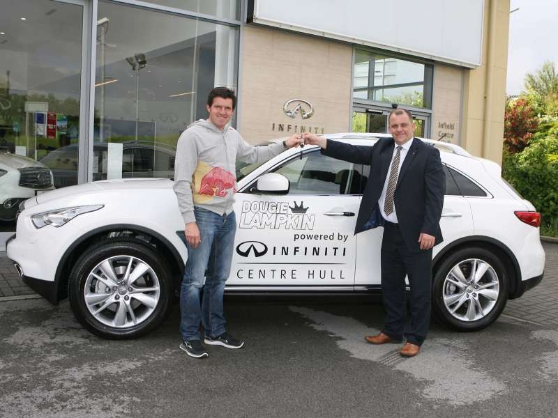 Dougie Lampkin picked up a 2015 Infiniti QX70 in his home country of England 