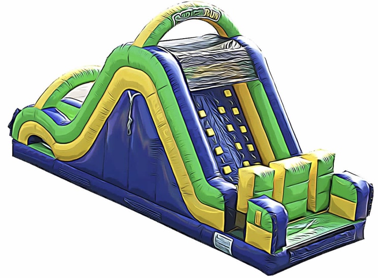 16′ Double Lane Slide w/ Climbing Wall