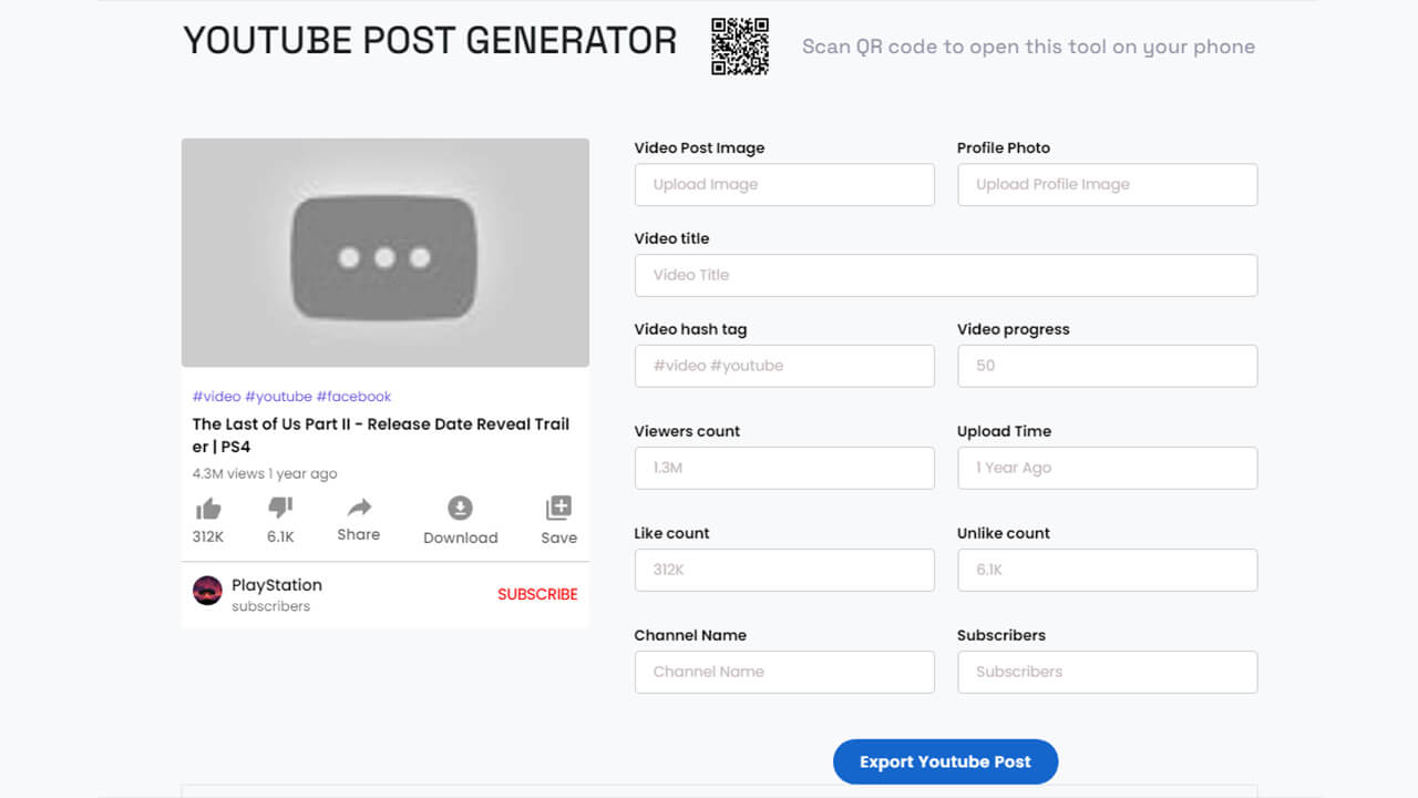 How to generate a youtube post generator?