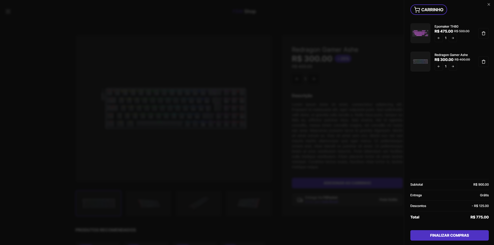 Imagem da Sessão Carrinho de Compras