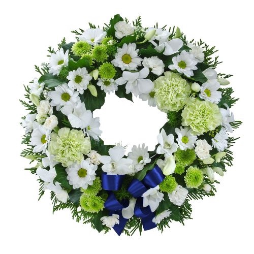 wreath with blue ribbon.jfif