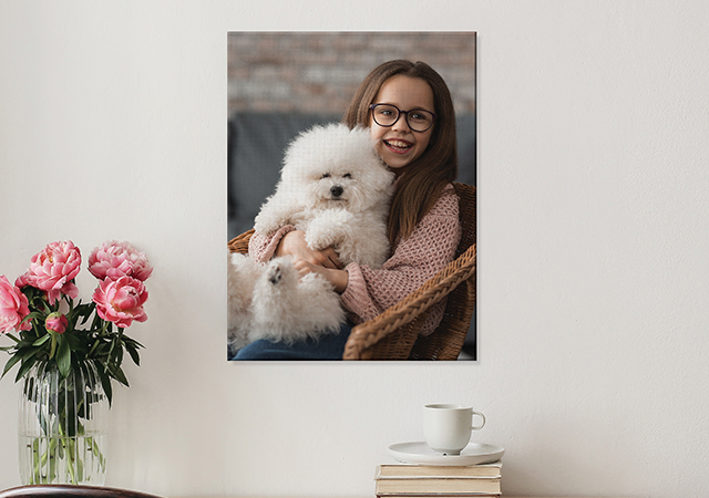 Canvas print of a girl and her dog