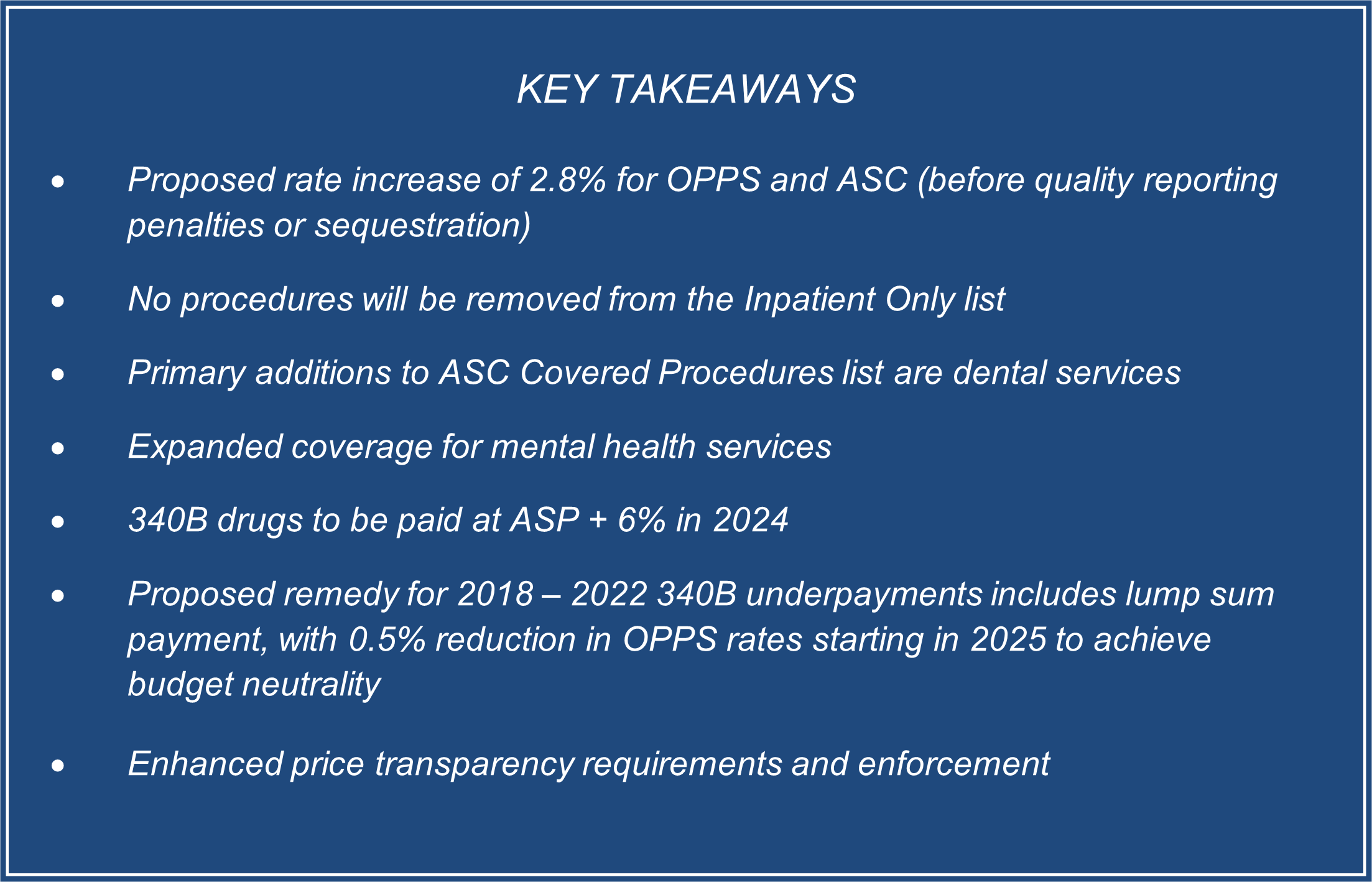 CY 2024 Outpatient Prospective Payment System And Ambulatory Surgery ...