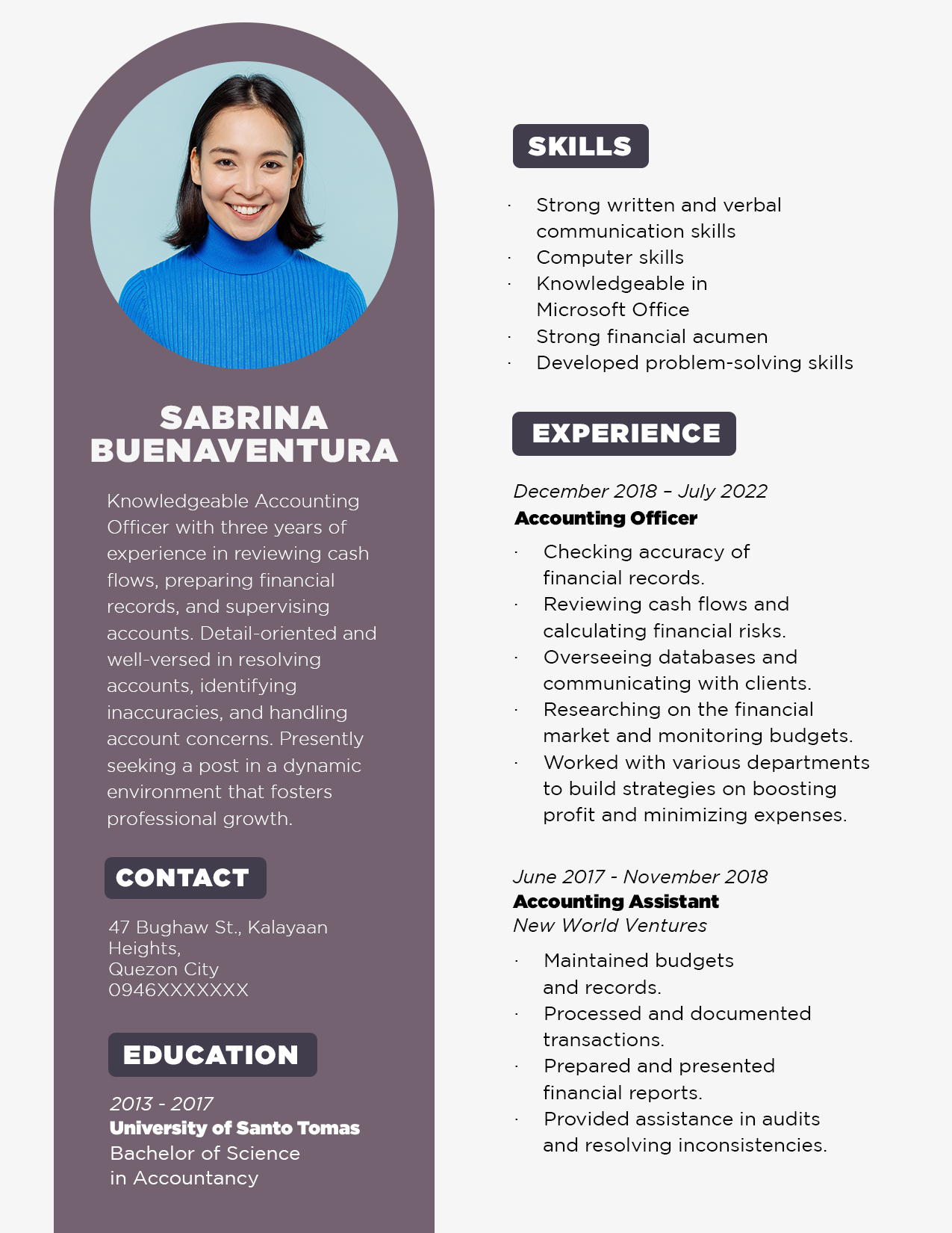 student resume sample filipino