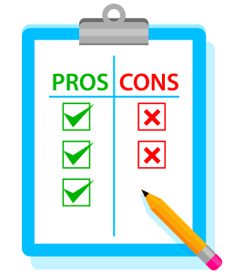 Clipboard showing pros and cons check marks