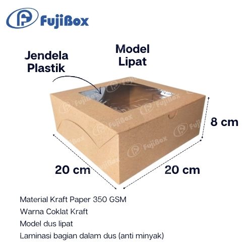 FUJIBOX KRAFT | BROWN KRAFT 20 x 20 x 8 | DUS ANTI MINYAK