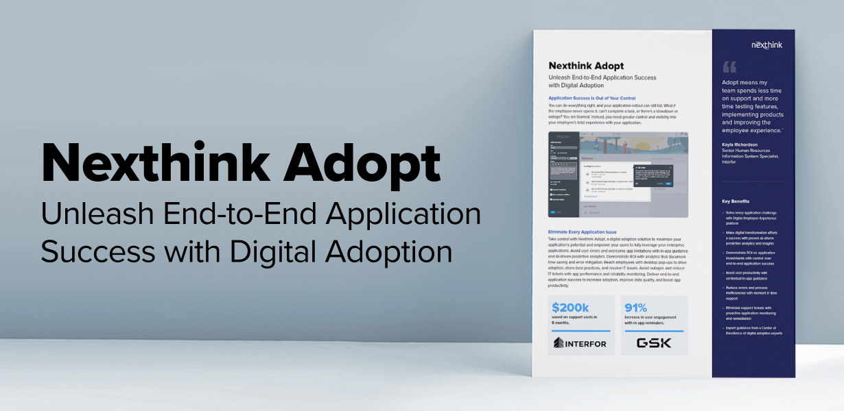 Nexthink adopt unleash end to end application success with digital