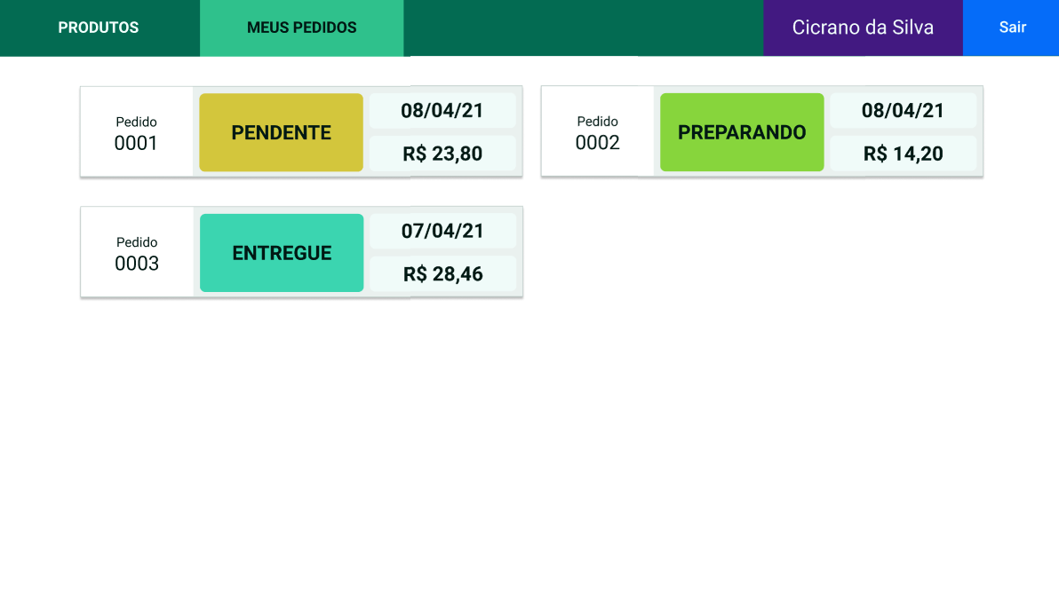 Imagem da sessão Vendedor / Status do Pedido