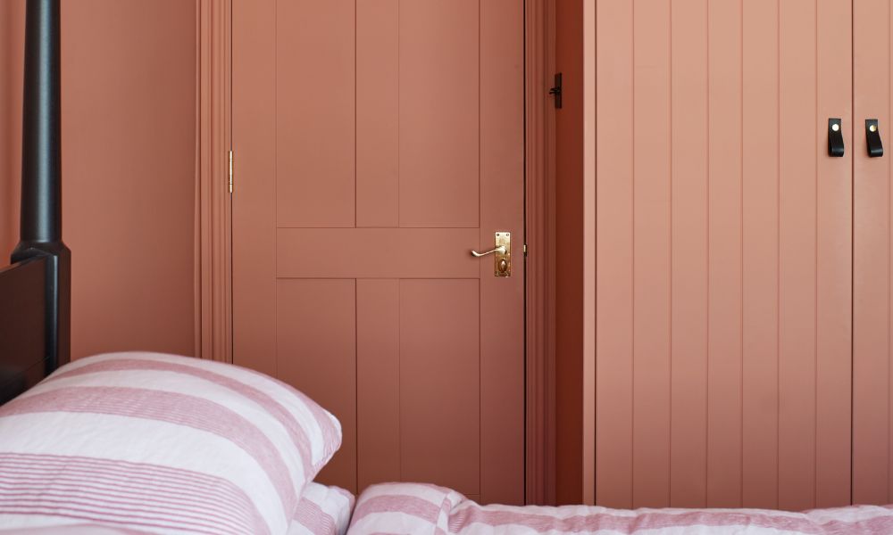 Melamine Wardrobe in Dark Beige Textured Finish