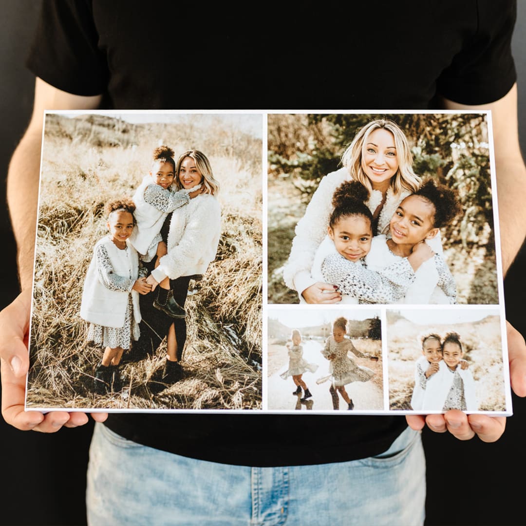 Collage print of mother and daughters.