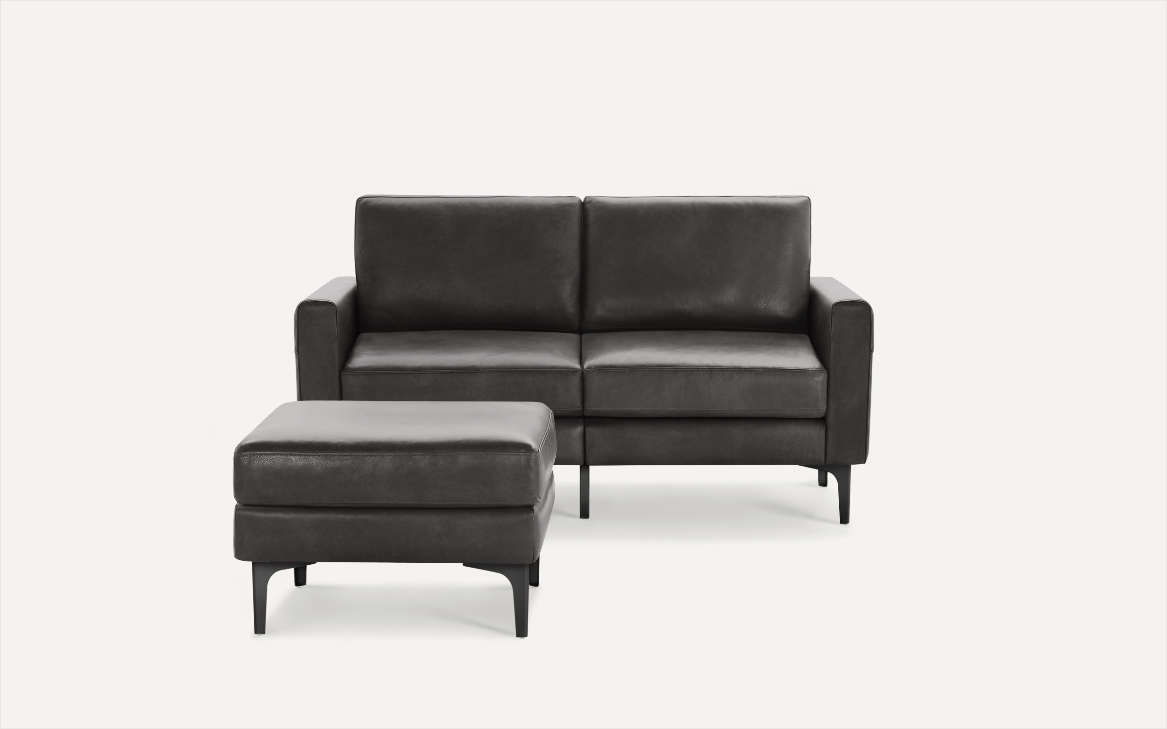 Block Nomad Leather Loveseat with Ottoman