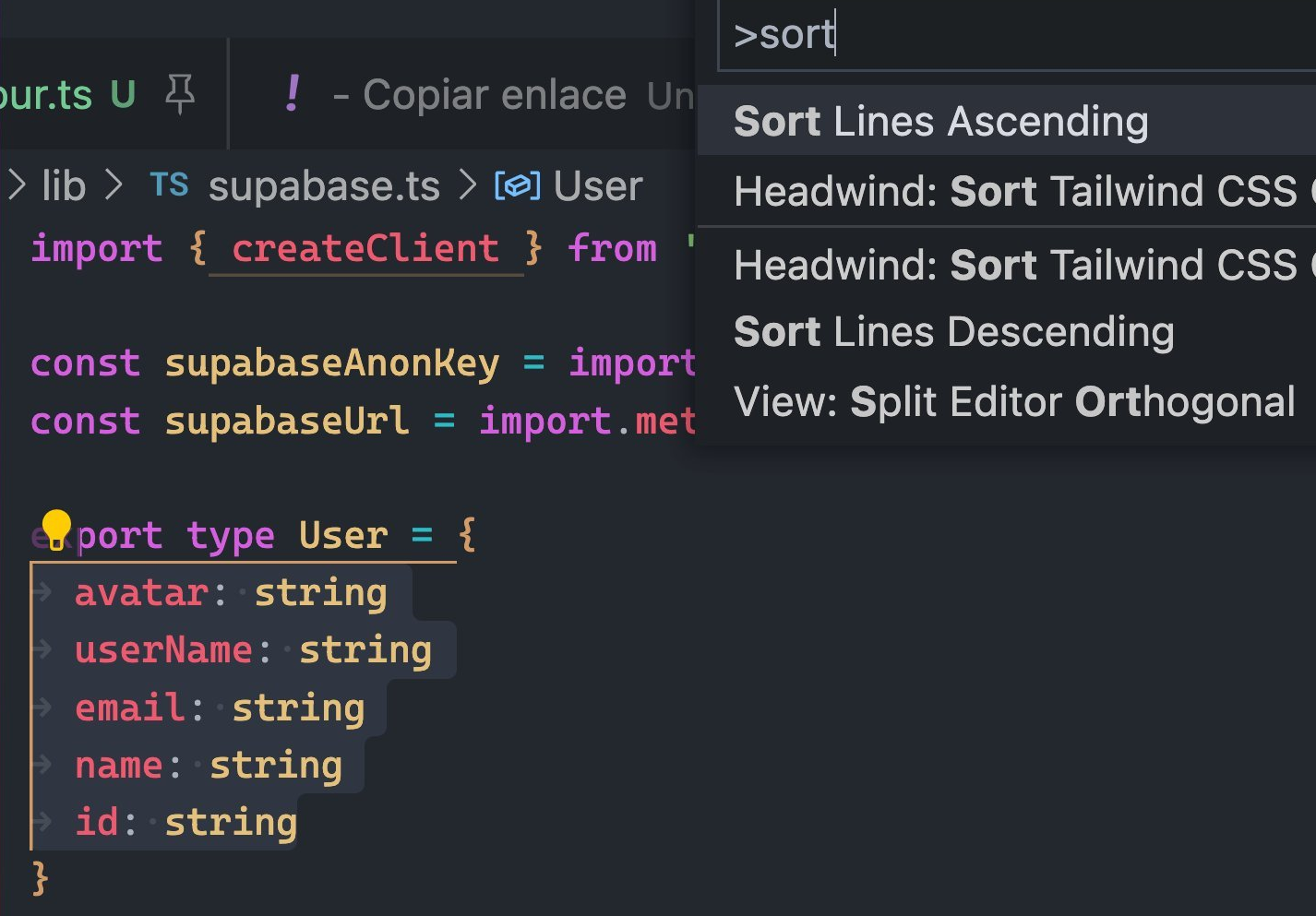 sort alphabetically vscode