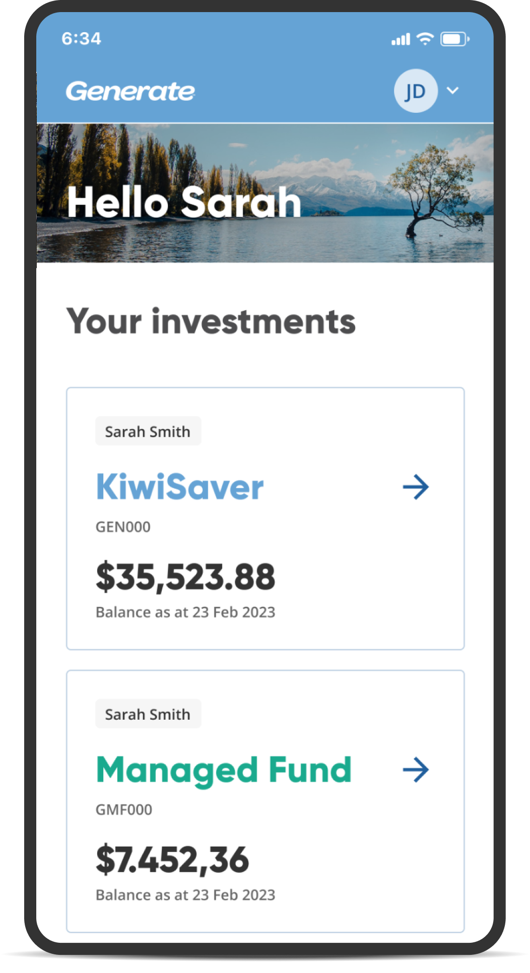 KiwiSaver mobile application image