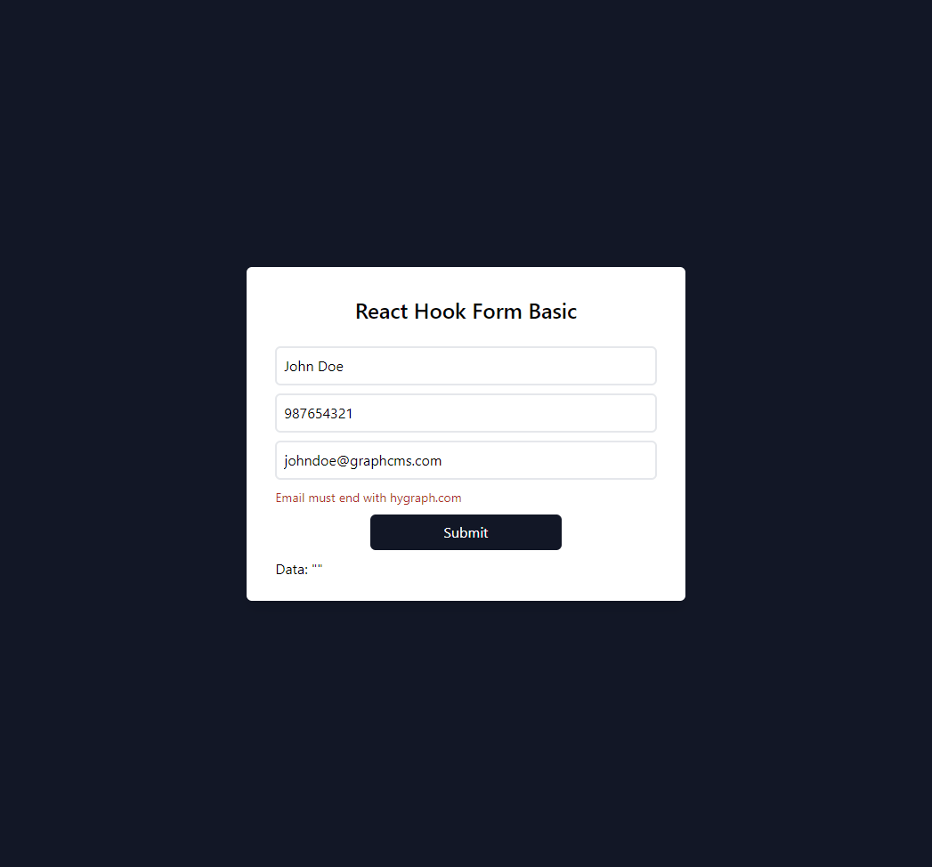 React Hook Basic Form Validations