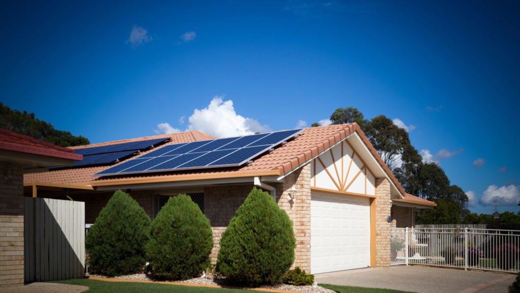 Solar panels on a garage