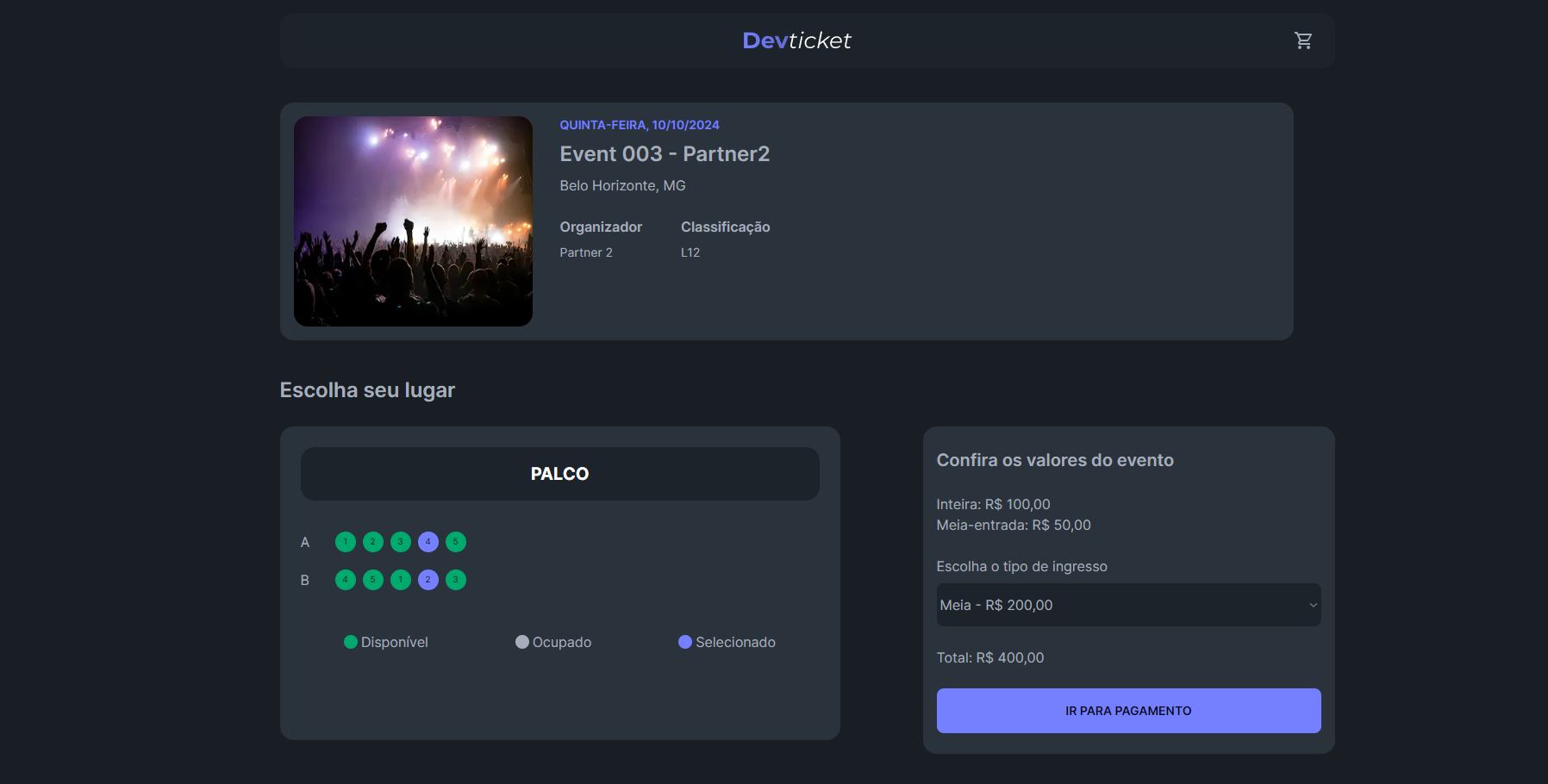 Thumbnail do DevTicket: Sistema de Compra de Ingressos