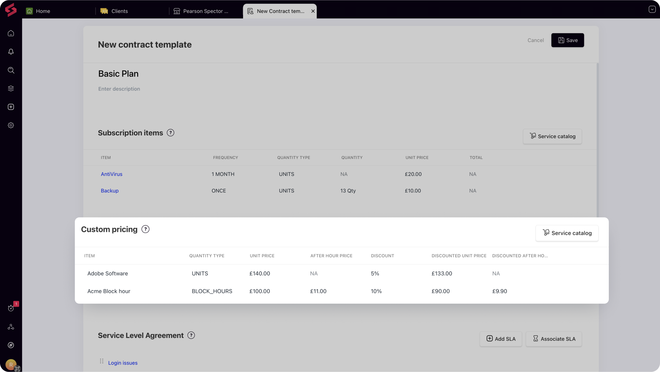 Contract Management for MSPs PSA software