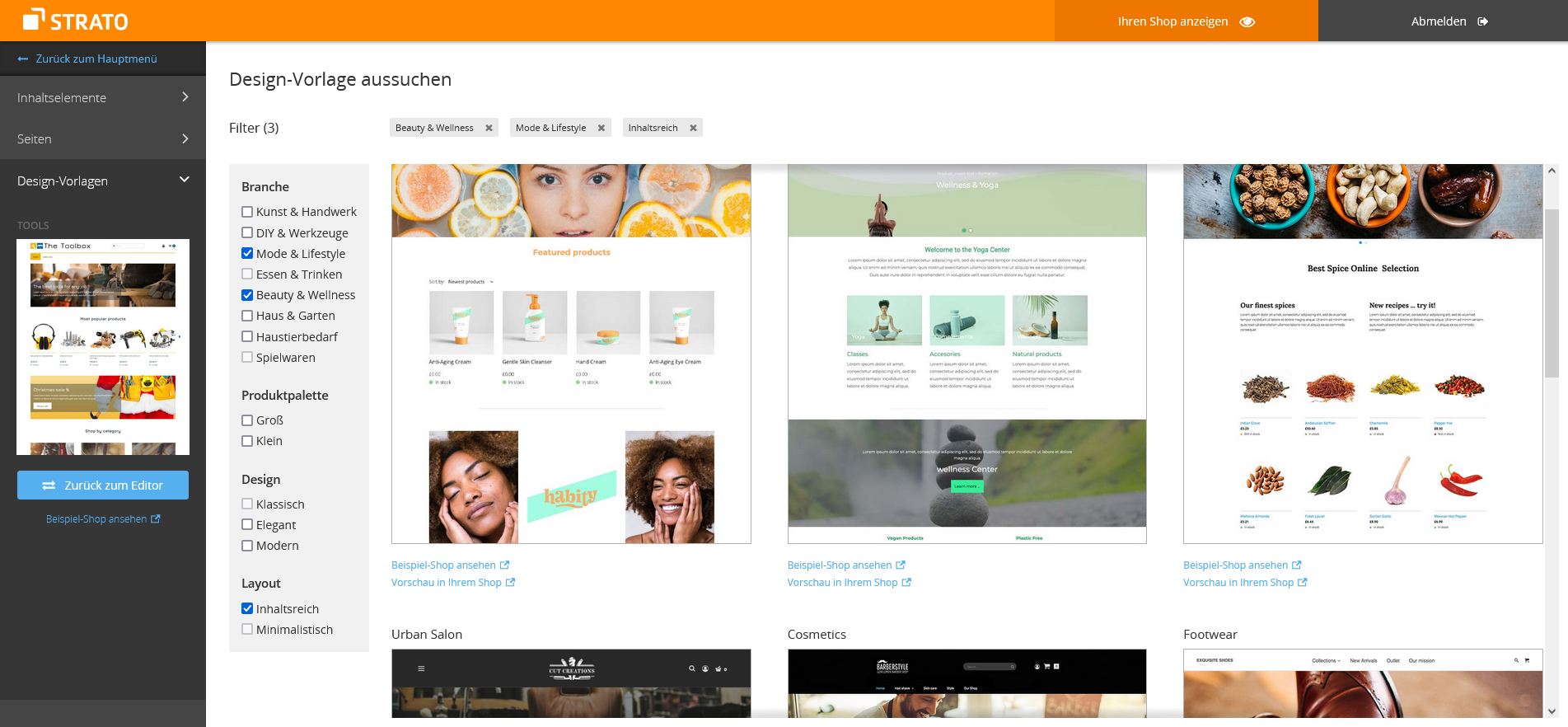 STRATO Webshop Now Screenshot