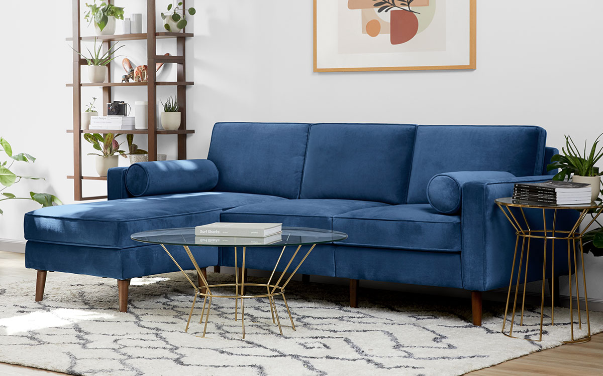 Nomad velvet deals sofa with chaise