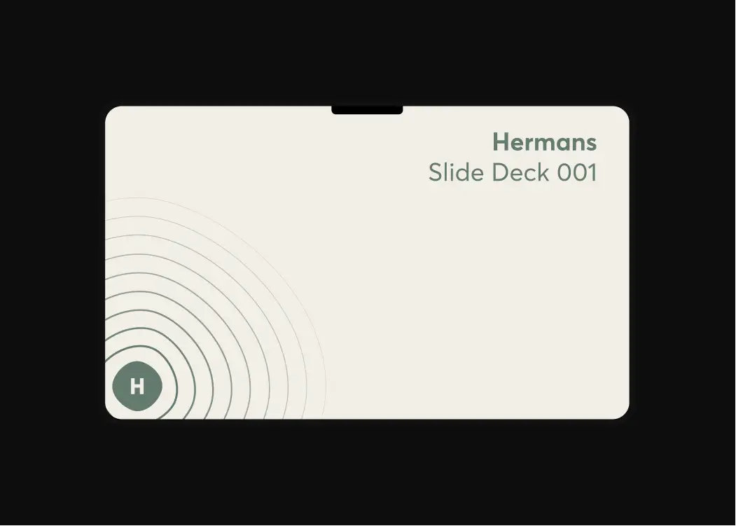 Presentation design and slide-deck concept development for Hermans Danmark