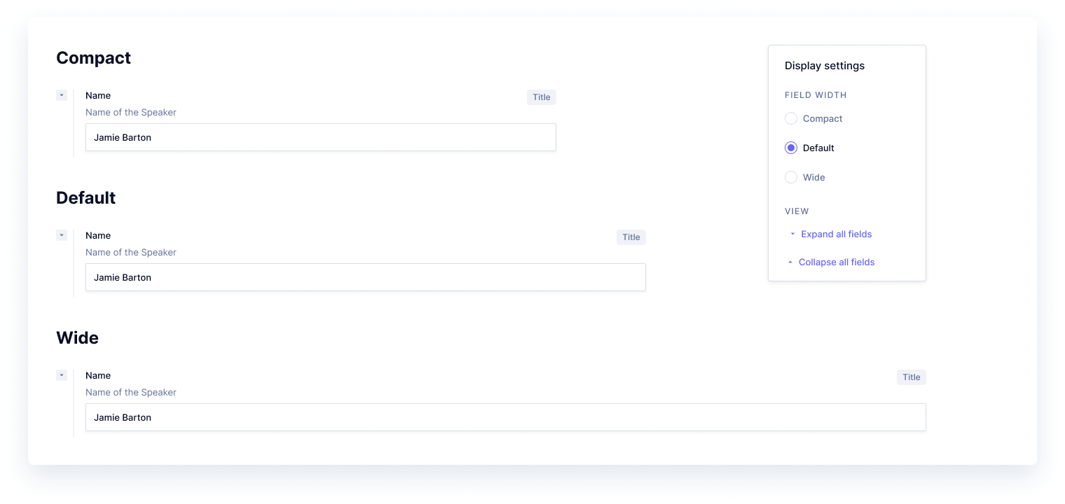 Hygraph Display Settings in the UI