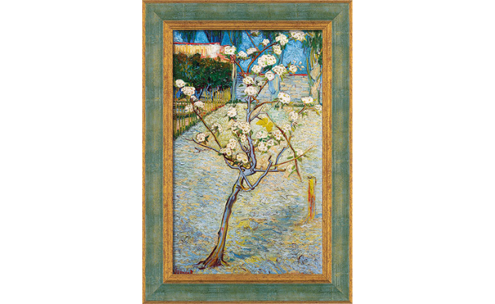 Vincent van Gogh: Schilderij'Bloeiende perenboom'(1888), ingelijst