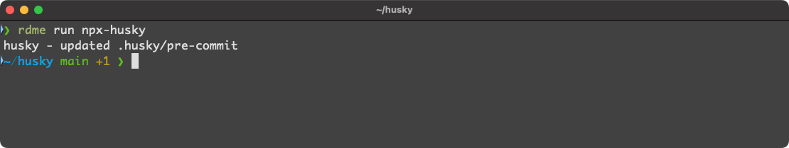 runme run npx-husky which will install an example husky hook