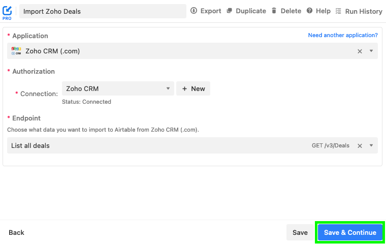 zoho crm app endpoint save & continue.png
