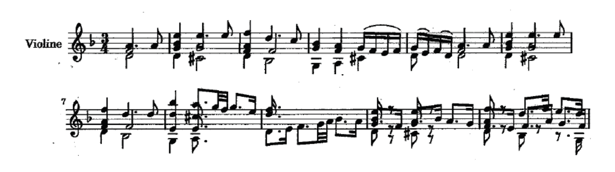 Example 1: Bach, the beginning of the **Chaconne** for Solo Violin, bars 1-11