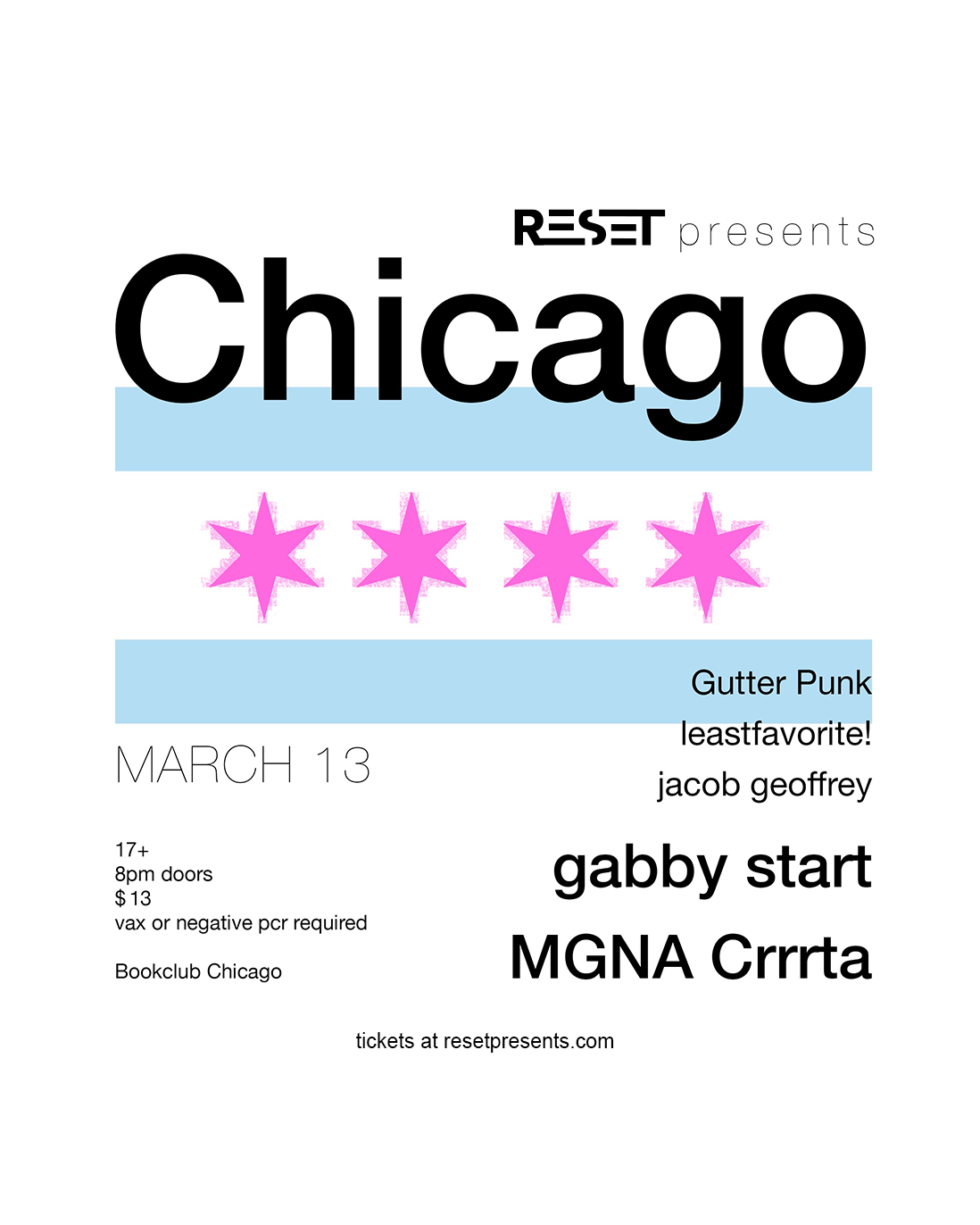 Chicago ft. gabby start, MGNA Crrrta, jacob geoffrey, + more flyer