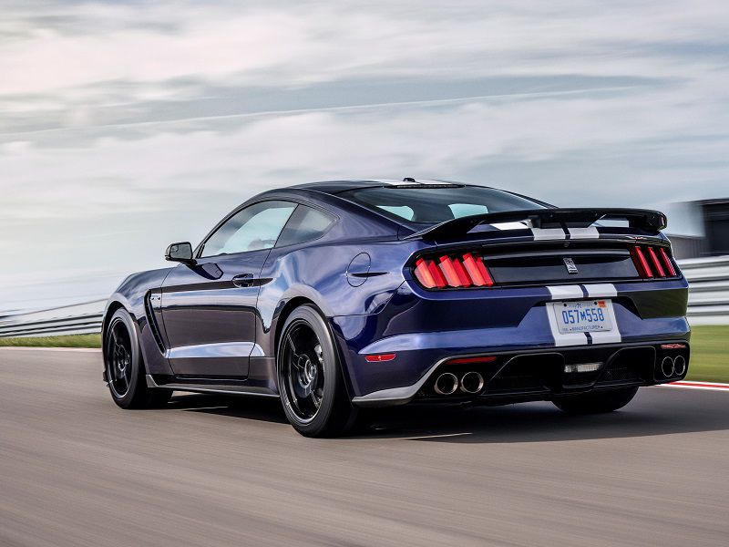 2019 Ford Mustang Shelby GT350 Dark Blue Race Track Rear Quarter ・  Photo by Ford 