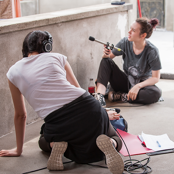 Self-employed crew members work on set