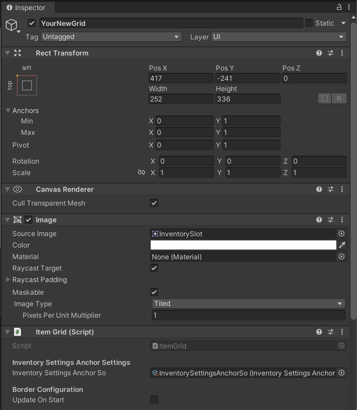 Creating a simple grid - Ultimate Grid Inventory - Docs RushAssets