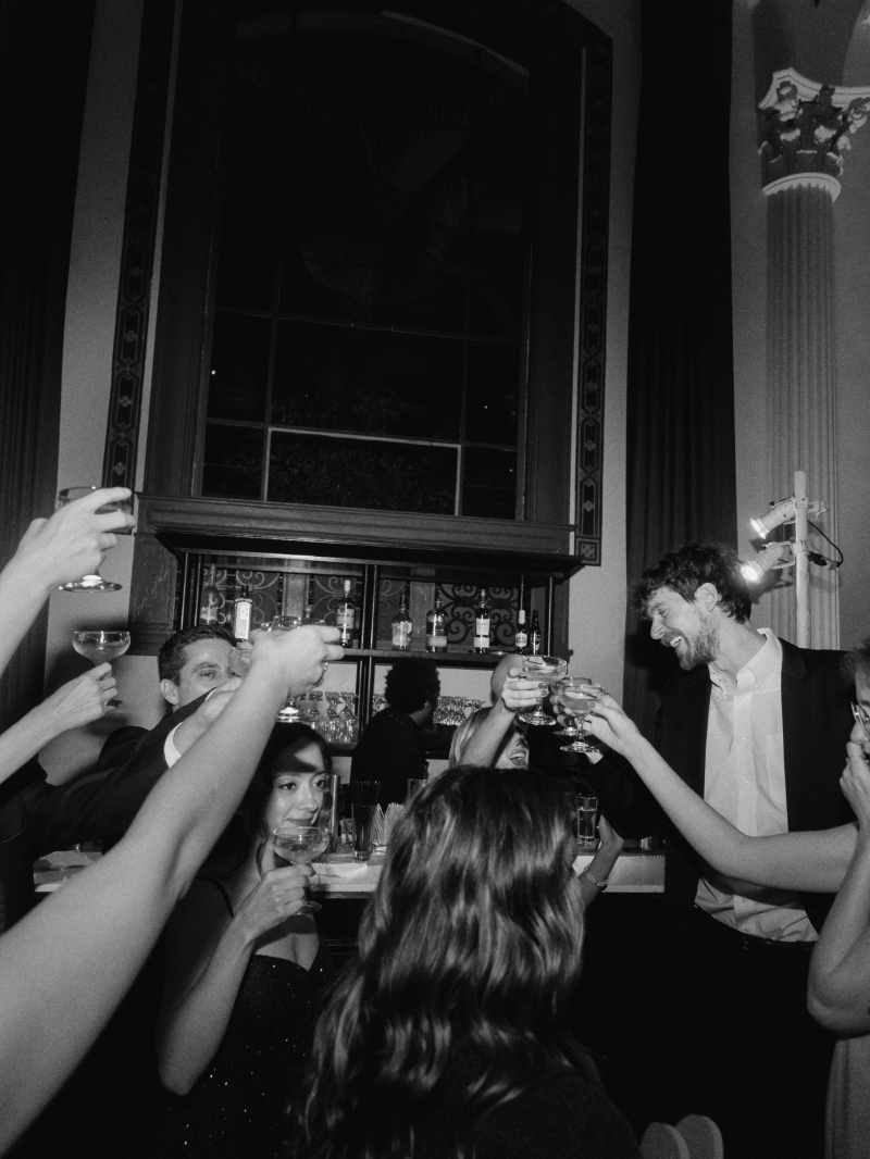 guests toasting at a wedding reception in downtown Los Angeles