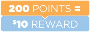 200 points is a $10 Reward