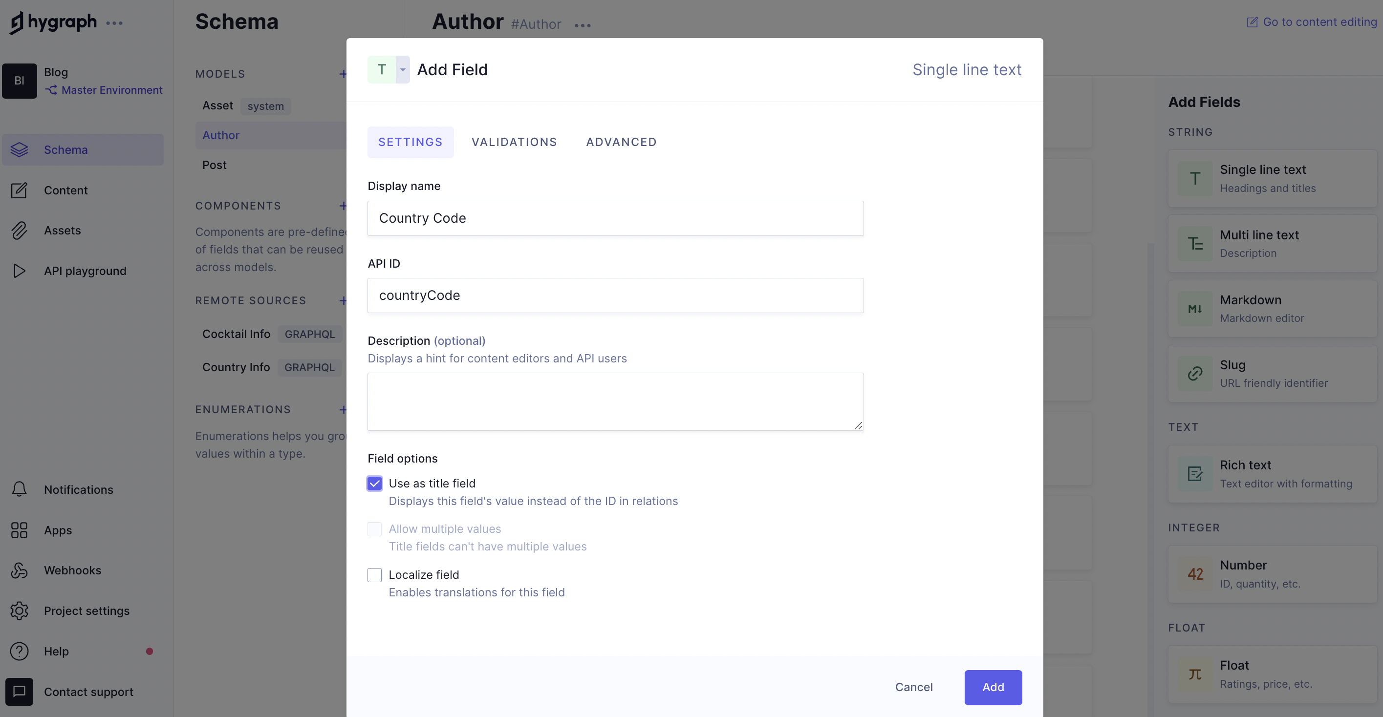 adding a country code field