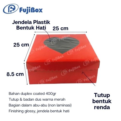 FUJIBOX DUS LOVE | LOVE 25 X 25 X 8,5 | MERAH HATI KACA 25