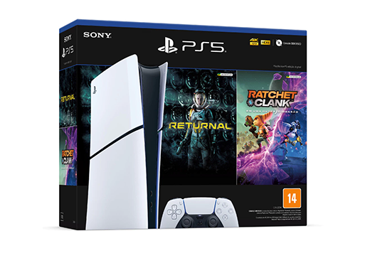 Imagem do produto Console PS5 Slim 1TB Digital Edition + 2 Jogos – Branco em Kabum