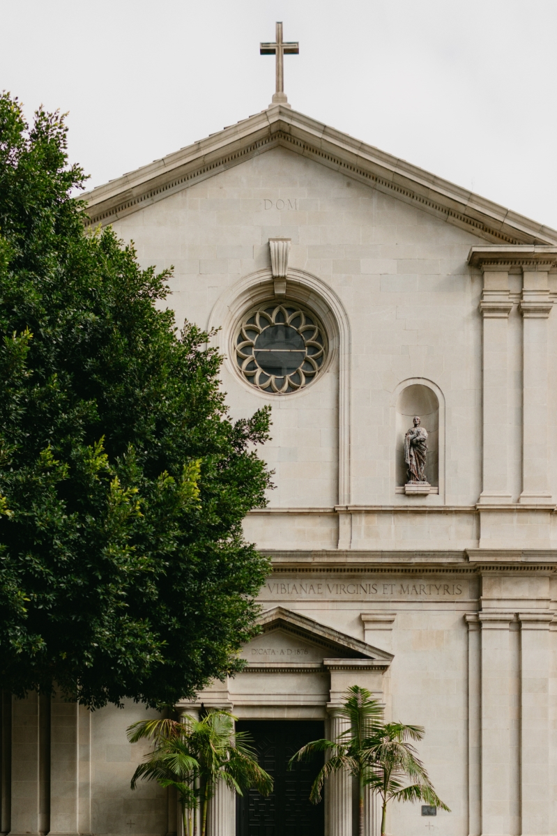 Vibiana Cathedral in downtown Los Angeles on a wedding day