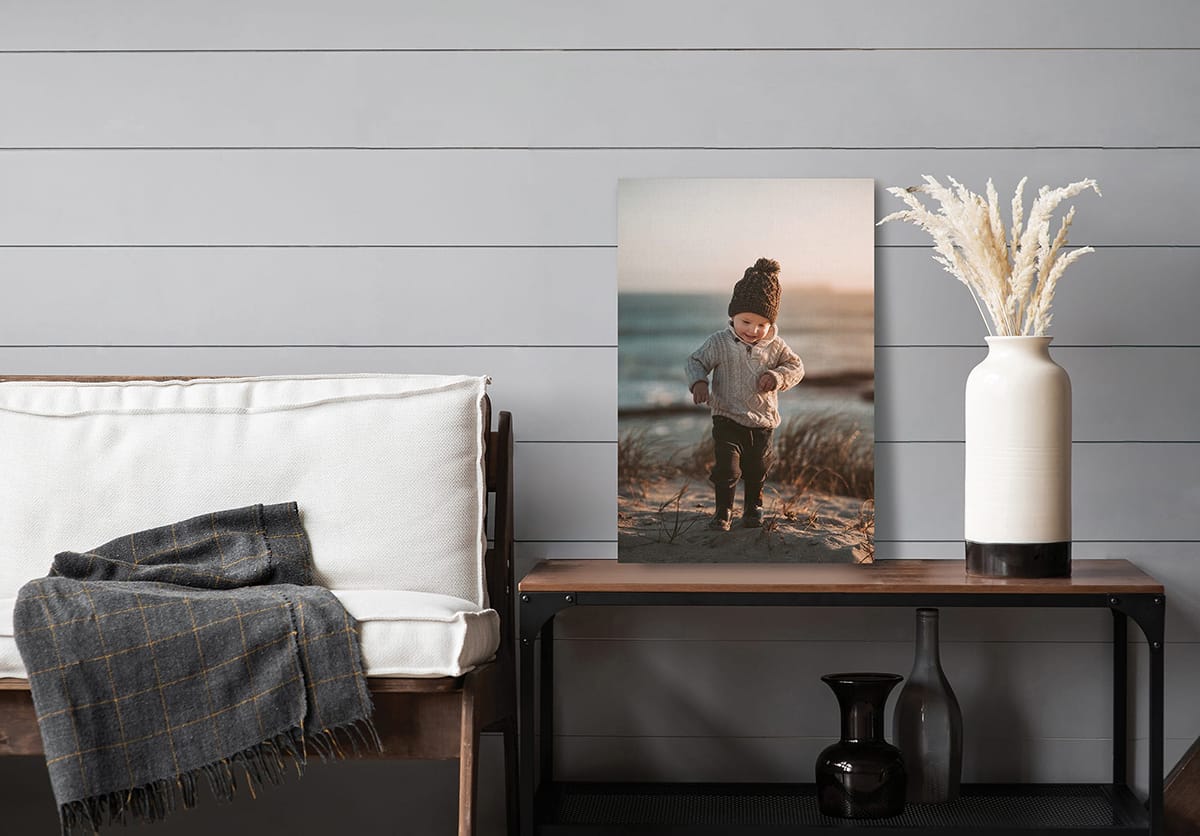 Canvas print of little boy at beach